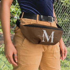 モノグラムのパーソナライズイニシャル名ブラウン ファニーパック