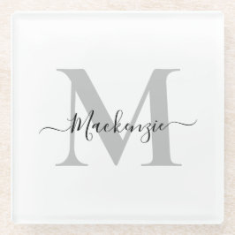 モノグラムのパーソナライズイニシャル名 ガラスコースター