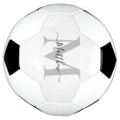 モノグラムのパーソナライズイニシャル名 サッカーボール (回転)