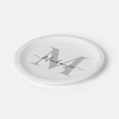 モノグラムのパーソナライズイニシャル名 ペーパープレート (アングル)