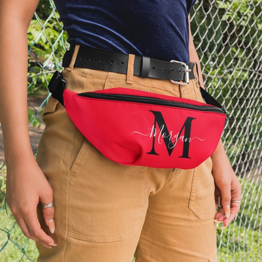 モノグラムのパーソナライズイニシャル名Bright Red ファニーパック