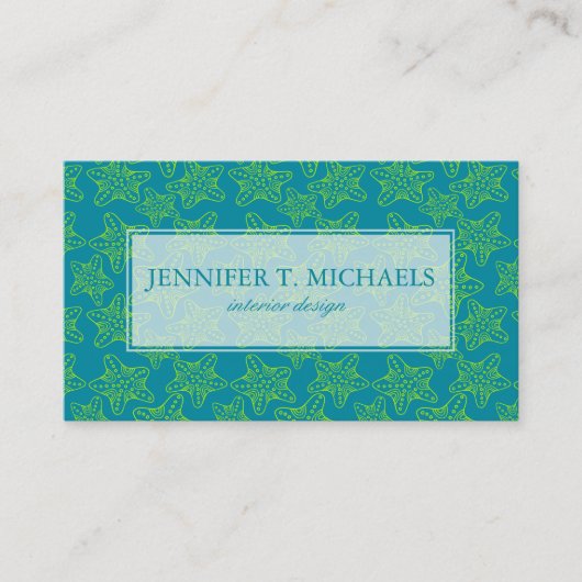 モノグラムのヒトデの群集パターン 名刺 (正面)