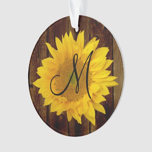 モノグラムのヒマワリのヴィンテージの国の花 オーナメント (正面)