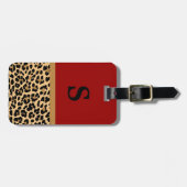 モノグラムのヒョウのプリントの赤いアクセントの荷物のラベル ラゲッジタグ (正面横)