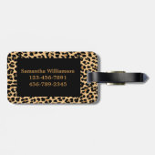 モノグラムのヒョウのプリントの赤いアクセントの荷物のラベル ラゲッジタグ (裏面横)