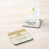 モノグラムのビクトリアンな金ゴールドのダマスク織のコルクのコースターセット コースター (右側)