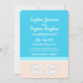 モノグラムのビーチサンダルビーチ結婚式モダンシンプル セーブザデート (裏面)