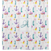 モノグラムのビーチハットキッズバスルーム海ライフシー シャワーカーテン (正面)