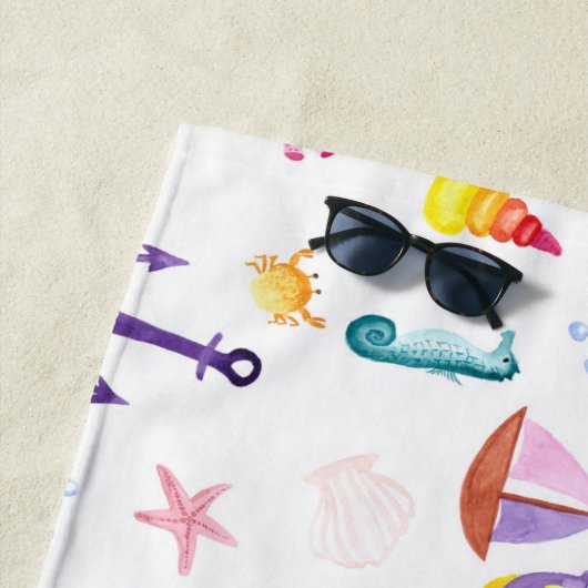 モノグラムのビーチハットキッズバスルーム海ライフシー ビーチタオル (インサイチュ)
