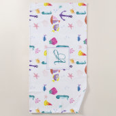 モノグラムのビーチハットキッズバスルーム海ライフシー ビーチタオル (正面)