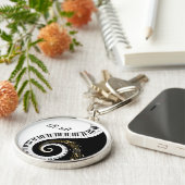 モノグラムのピアノ鍵および音符 キーホルダー (側面)