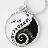 モノグラムのピアノ鍵および音符 キーホルダー (正面)