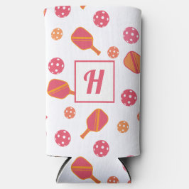 モノグラムのピックボールのパドルとボール スリム缶クーラー