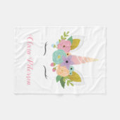 モノグラムのピンクのユニコーンの女の子のギフト|のベビーブランケット フリースブランケット (正面(横))