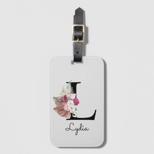 モノグラムのピンクボガーリーホフローライニシャルL ラゲッジタグ (正面縦)