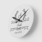 モノグラムのファミパーソナライズされたリ名スクリ葉プトの ラウンド壁時計 (傾斜)