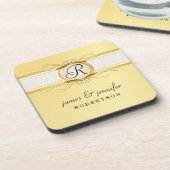 モノグラムのファンシーなヴィンテージの金ゴールドのコースターセット コースター (左側)