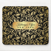 モノグラムのファンシーな金ゴールドの華麗さの黒の豪華なネームプレート マウスパッド (正面)