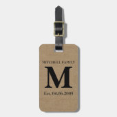 モノグラムのフェイクなリネンバーラップの素朴な上品のイニシャルの突起 ラゲッジタグ (正面縦)