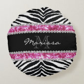 モノグラムのフェイクグリッターきらきら光るラインストーンガールズ ラウンドクッション (裏面)