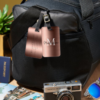 モノグラムのフェイクバラ金ゴールドメタリックテクスチャ ラゲッジタグ