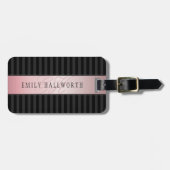 モノグラムのフェイクバラ金ゴールド |黒とグレーのストライプ ラゲッジタグ (正面横)