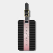 モノグラムのフェイクバラ金ゴールド |黒とグレーのストライプ ラゲッジタグ (正面縦)