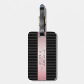 モノグラムのフェイクバラ金ゴールド |黒とグレーのストライプ ラゲッジタグ (裏面縦)