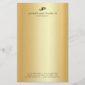モノグラムのフェイクモダンテンプレートエレガント金ゴールド 便箋 (正面)