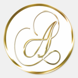 モノグラムのフェイク金ゴールド封筒または好意シール ラウンドシール