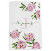 モノグラムのフォトウォーターカラーピンク牡丹抱き枕 ミディアムペーパーバッグ (正面)