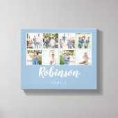 モノグラムのフォトファミリーコラージュ淡い青 キャンバスプリント (正面)
