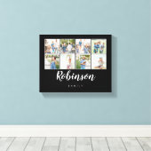 モノグラムのフォトファミリーコラージュ黒8 キャンバスプリント (インサイチュ (ウッドフロア))