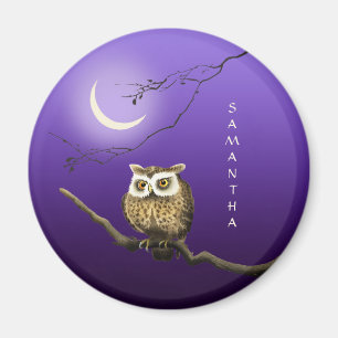 モノグラムのフクロウ夜月光の濃紺の磁石 マグネット