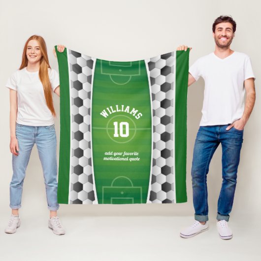 モノグラムのフットボールのサッカー競技場の球のスポーツの緑 フリースブランケット (インサイチュ)