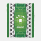 モノグラムのフットボールのサッカー競技場の球のスポーツの緑 フリースブランケット (正面)