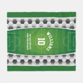 モノグラムのフットボールのサッカー競技場の球のスポーツの緑 フリースブランケット (正面(横))