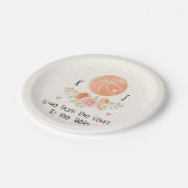 モノグラムのフローラウェディングシャワー ペーパープレート (アングル)