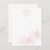 モノグラムのフローラ熱帯テーマ空白のノートカード 招待状 (正面/裏面)