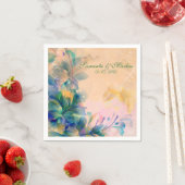 モノグラムのフローラ背景（青） スタンダードカクテルナプキン (インサイチュ)