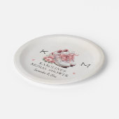 モノグラムのフローラ走テーマブライダルシャワー ペーパープレート (アングル)