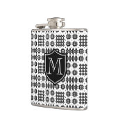 モノグラムのブラックオンホワイトウェフェイクルシュタペストリー フラスク (左)