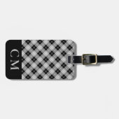 モノグラムのブラックプラモダンイドシンプルイニシャル ラゲッジタグ (正面横)