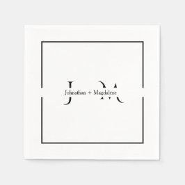 モノグラムのブラック&ホワイトのミニマリストな結婚式 スタンダードカクテルナプキン