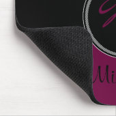 モノグラムのプラム白黒のダマスク織のマウスパッド マウスパッド (コーナー)