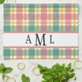 モノグラムのプレイド キッチンタオル (折り畳み)