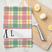 モノグラムのプレイド キッチンタオル (四つ折り)