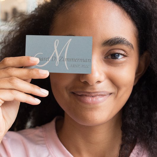 モノグラムのプロフェッショナル、リネンスカイブルー 名刺