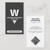 モノグラムのプロフェッショナル(QR)白とマットブラック 名刺 (正面/裏面)