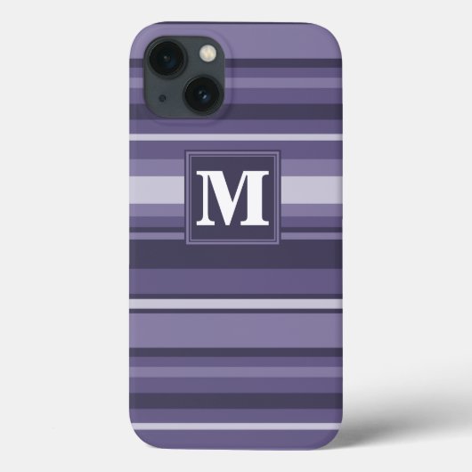 モノグラムのヘザー紫ストライプのケースメイトiPhone c Case-Mate iPhoneケース (裏面)